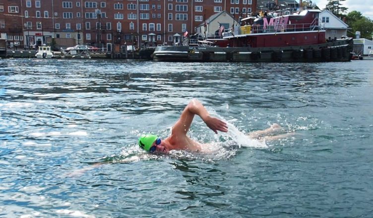 Swimming in the Piscataqua River, Portsmouth. Courtesy Bob Fernald.