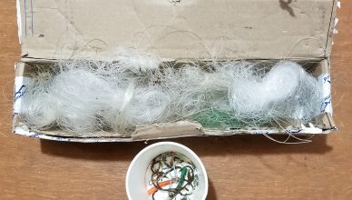 Fishing line collected from bin in Rye