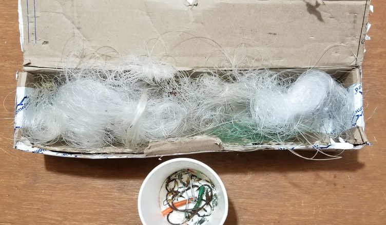 Fishing line collected from bin in Rye