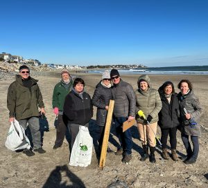 Volunteers at a beach cleanup